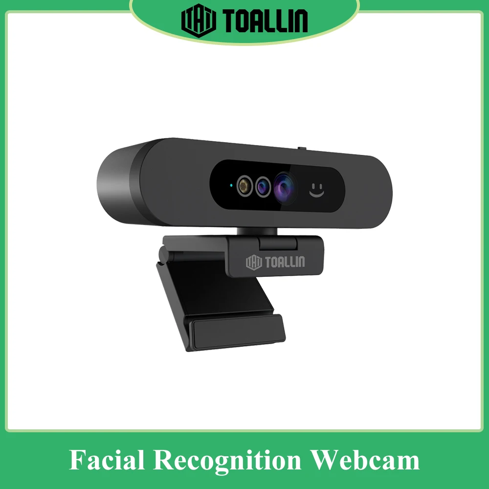 

TOALLIN Facial Recognition Webcam, 1080P PC Camera, Compatible Windows Hello, Built-in Microphone, 90° FOV, Office & Home Webcam