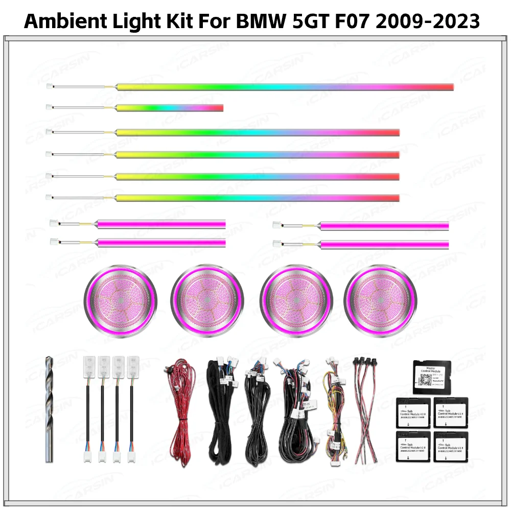 

APP Controlled 256 Color LED Ambient Light for BMW 5GT F07 2009-2023 Interior Atmosphere Strip Upgrade Kit