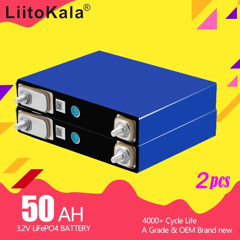 

Литий-железо-фосфатный аккумулятор LiitoKala 3,2 В, 50 а/ч, 52 а/ч, 3C, а для электрического велосипеда, комплект аккумуляторных батарей «сделай сам», 12 В, 24 В, солнечный инвертор, гольф-мобиль, 2 шт.