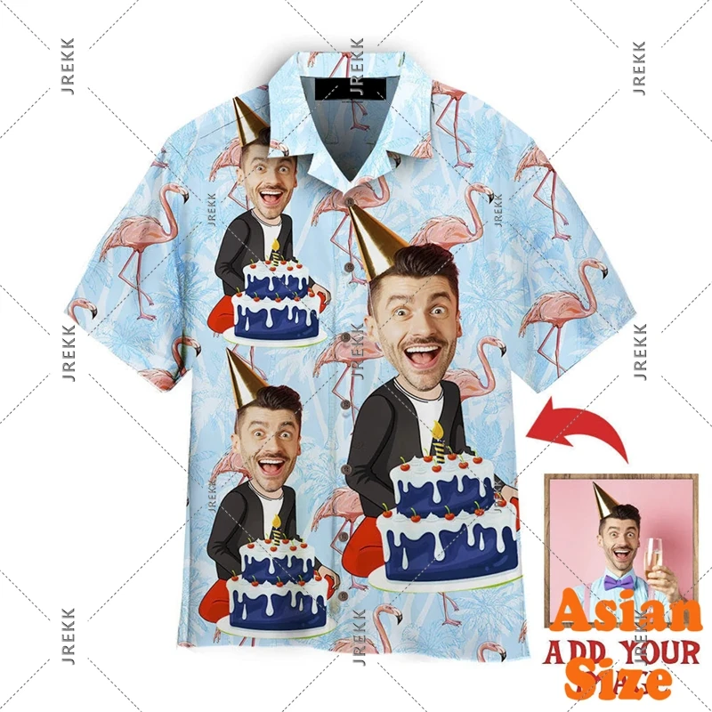 อารมณ์ขันตลกภาพที่กําหนดเองเสื้อฮาวาย DIY บุคลิกภาพปุ่มเสื้อของขวัญวันเกิดเหมาะสําหรับคู่ Novelties 2025 เสื้อ