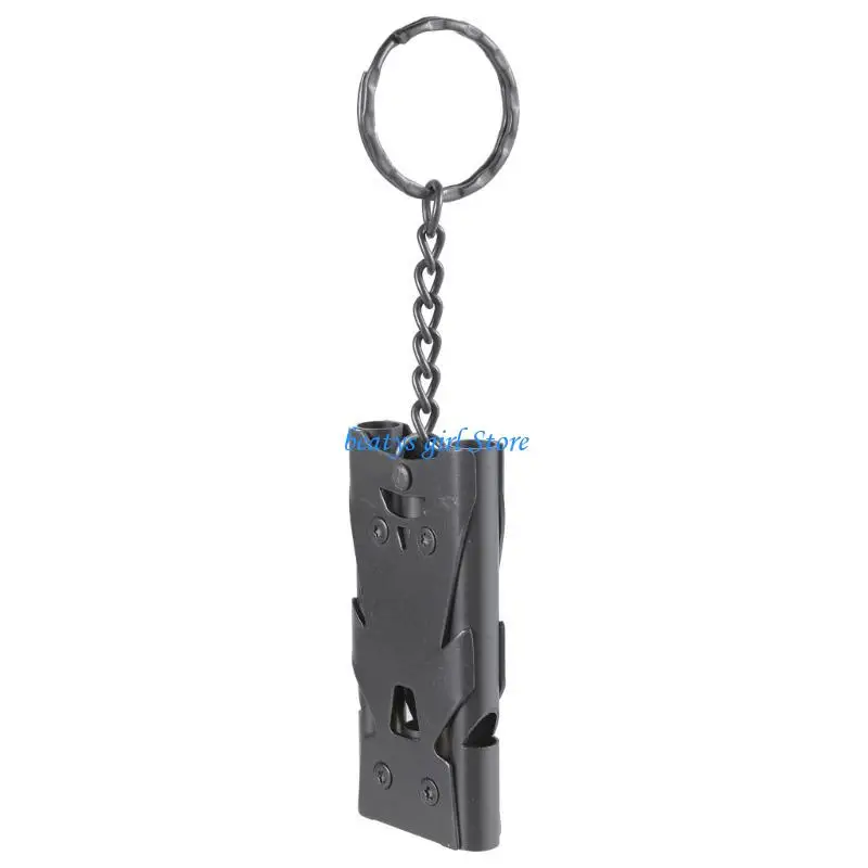 C7AB Outdoor EDC-Survival High-Decibel Triple Pipe Stainless Steel Keychain Cheerleading Emergency Multi-Tool