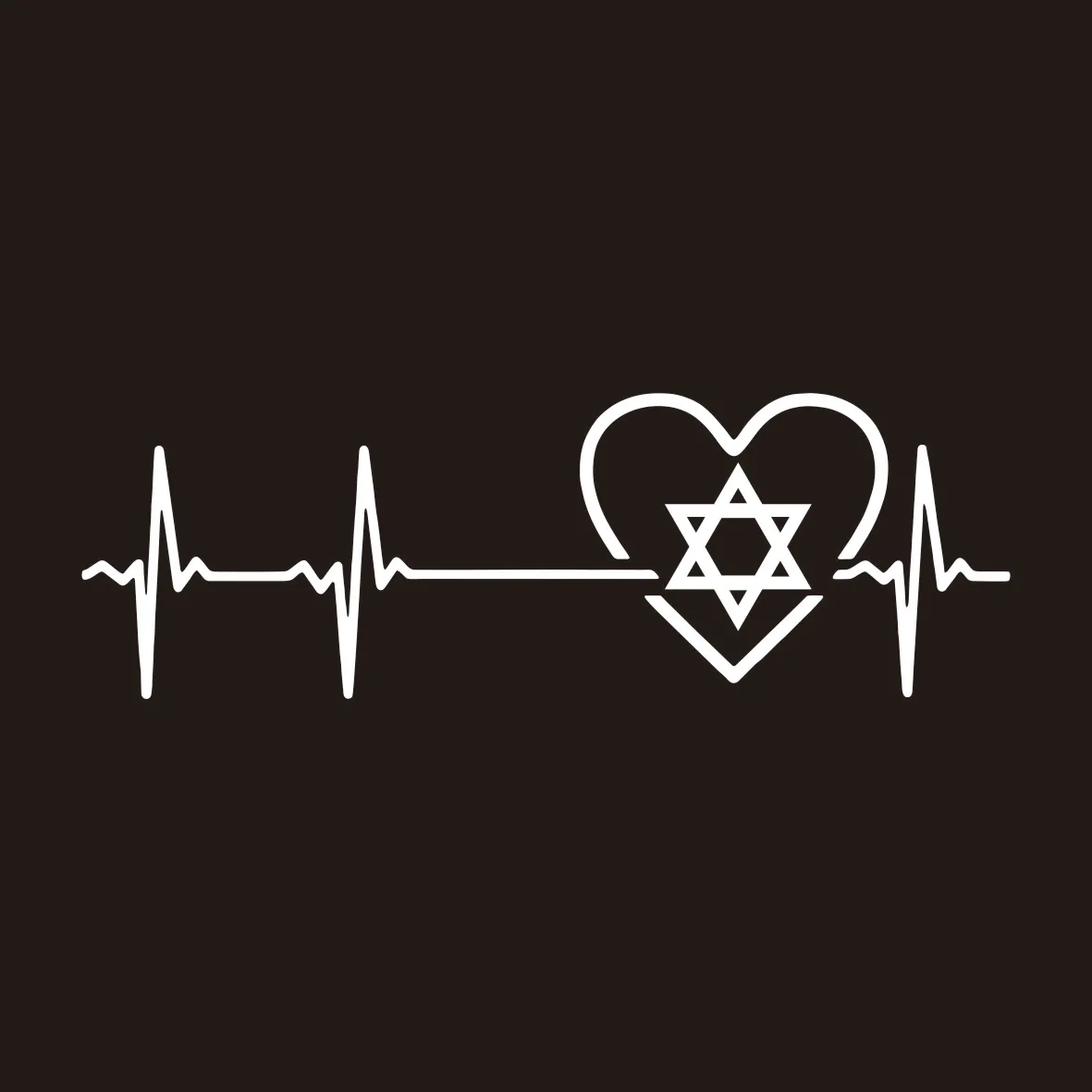 20 cm Heartbeat Line & David Star autosticker - waterdichte vinylsticker voor doe-het-zelf auto-styling en accessoires