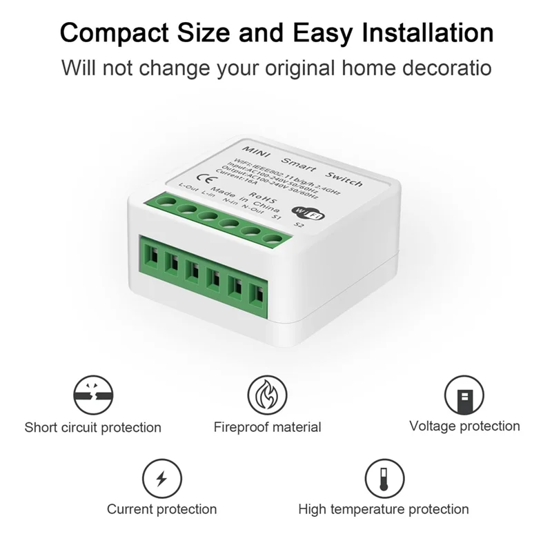 

AC88-4PCS Умный переключатель Wi-Fi, выключатель света, пульт дистанционного управления через приложение, голосовое управление, режим «сделай сам», управление локальной сети, 2-стороннее 16А