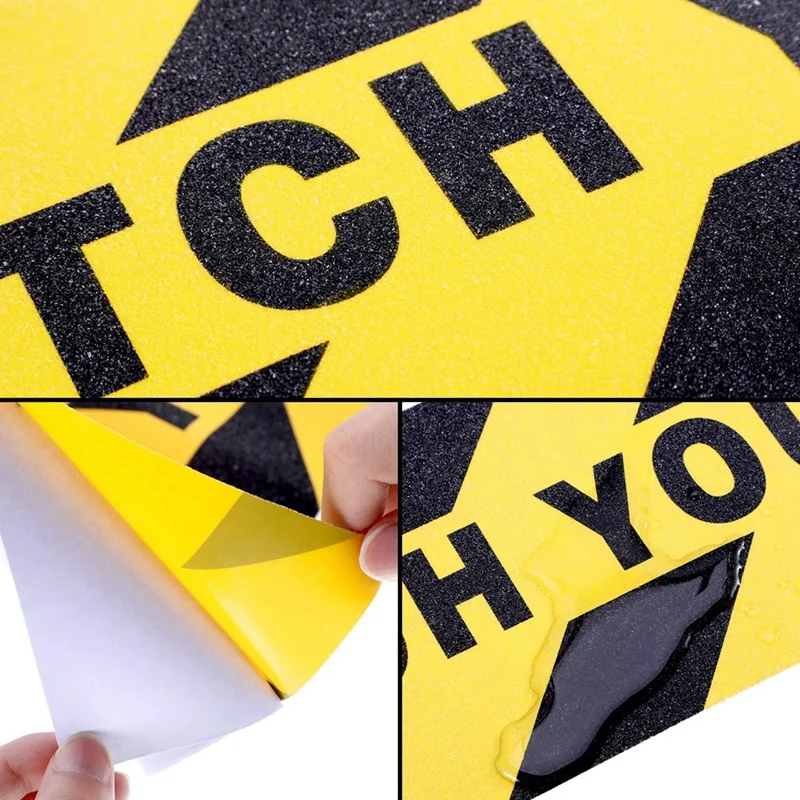 30X Watch Your Step Floor Decals Stickers 6X24 Inch Warning Sign Sticker Floor Tape Anti Slip Abrasive Adhesive Tape