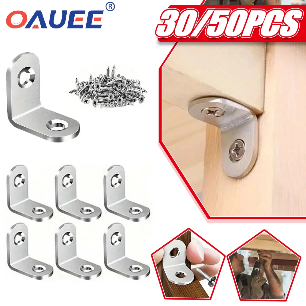 90 Degree Stainless Steel Corner Code L-Shaped Bracket Fixing Parts Right Angle Furniture Hardware Accessories Connecting Parts