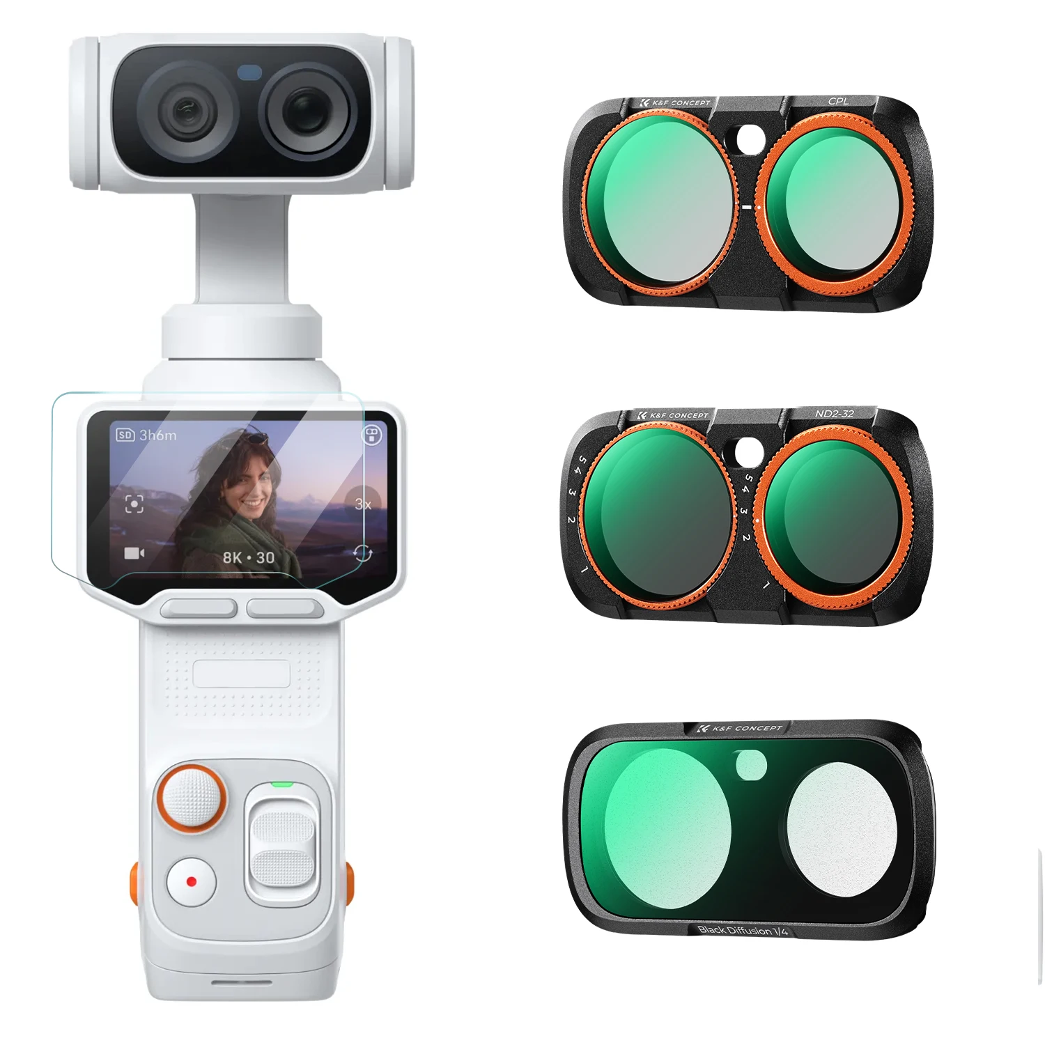 Filtr ND K&F Concept do Insta360 Luna Ultra, Filtr CPL 1/4, Filtr Dyfuzyjny Czarny, Filtr ND z Regulacją ND2-32, Filtr do Kamer Sportowych — zdjęcie produktu 7