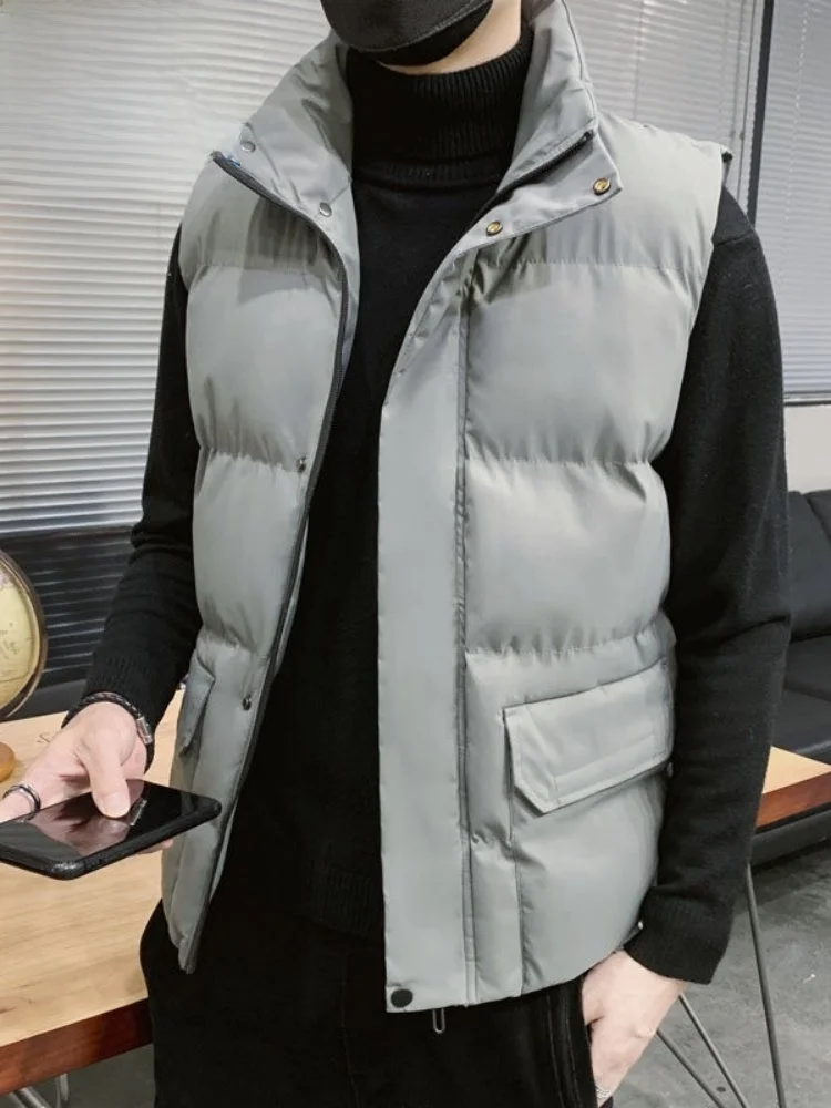 

Paul Winter f-High Collar down Cotton Vest Men's Faionable Svel Warm oulder Pad Outdoor Wear Winter Vest