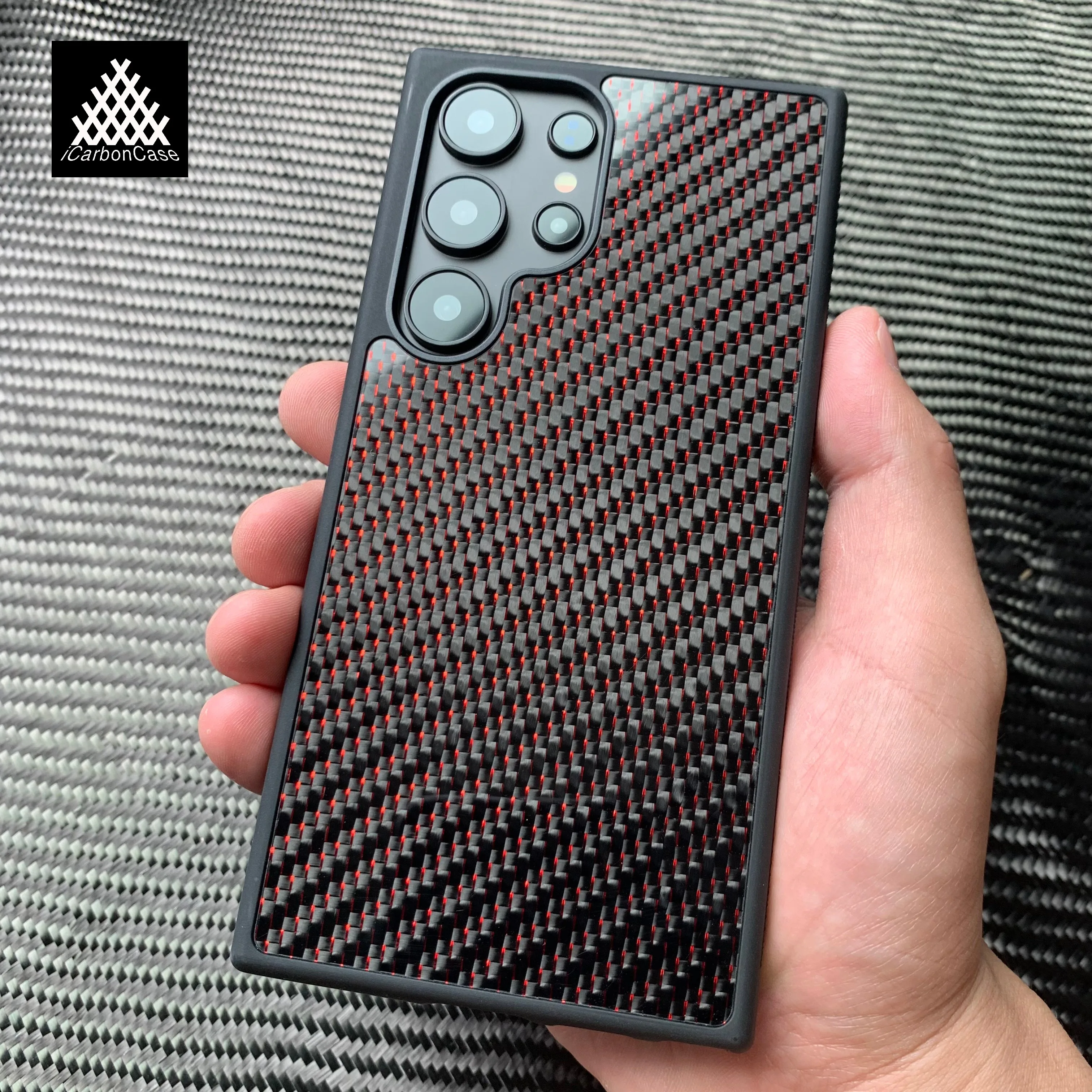 

Magnetic Real Glossy Woven Red Carbon Fiber Case for Samsung Galaxy S25 S24 S23 S22 Ultra S23FE S24FE S25+ S24+ with Magsafe