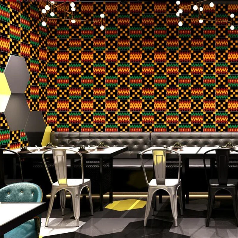 High-end affluent Tibetan classic Bohemian ethnic style wallpaper southeast Asian living room wallpaper