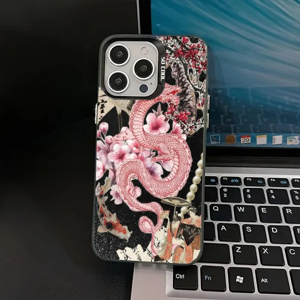 Чехол для телефона с рисунком розового дракона для iPhone 17, 16, 14, 13, 12, 11 Pro/Max/Plus, противоударный задний чехол с защитой от отпечатков пальцев