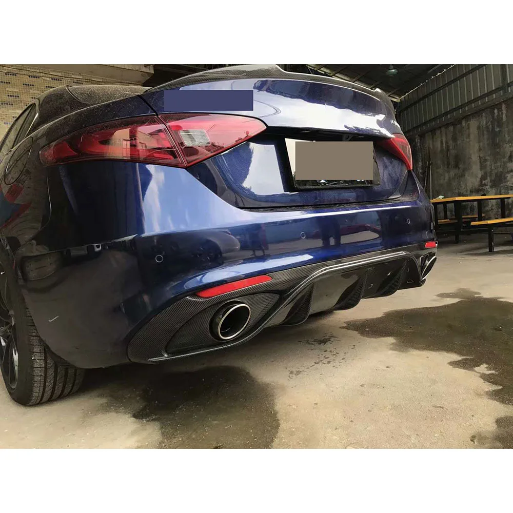 

Carbon Fiber Rear Diffuser Bumper Lip Guard Exhaust Tip For Alfa Romeo Giulia 2016-2018 Car Diffuser Body Kits Accessories
