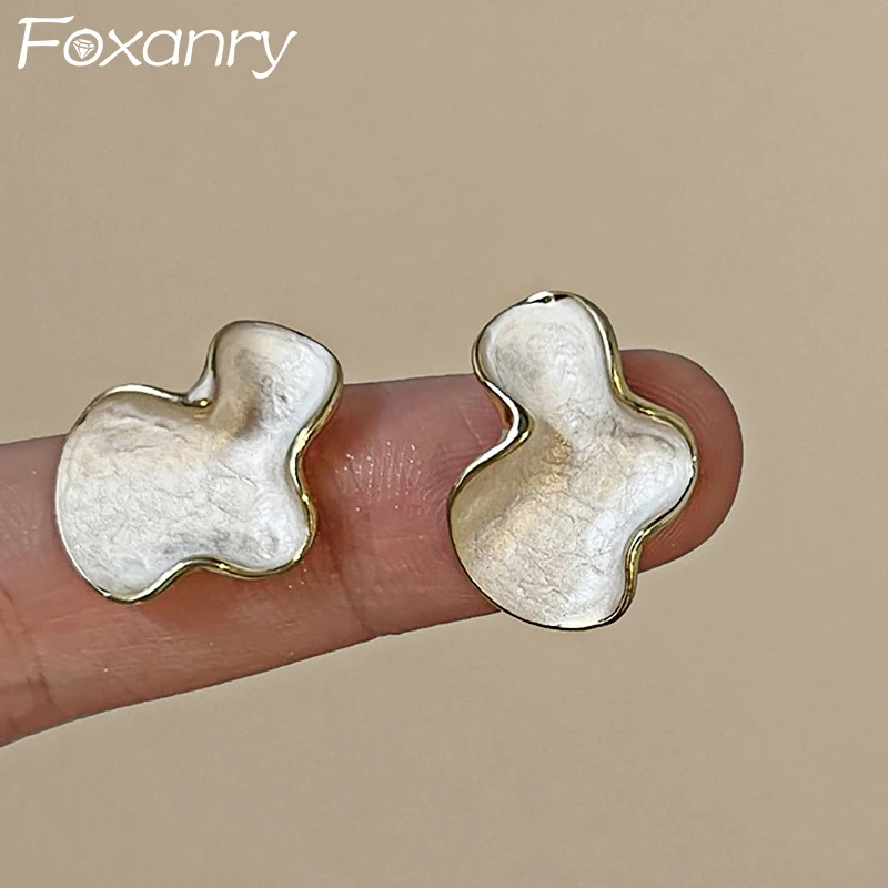 Foxanry prevenire l\'allergia orecchini geometrici irregolari per le donne coreano Trendy Design Drop Glaze Ear Jewelry regali per feste