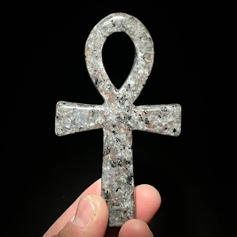 ธรรมชาติ Healing เปลวไฟหิน Anka Cross อียิปต์ Ankh Life สัญลักษณ์มือแกะสลักหัตถกรรม Orgone ใช้สําหรับสมาธิหิน