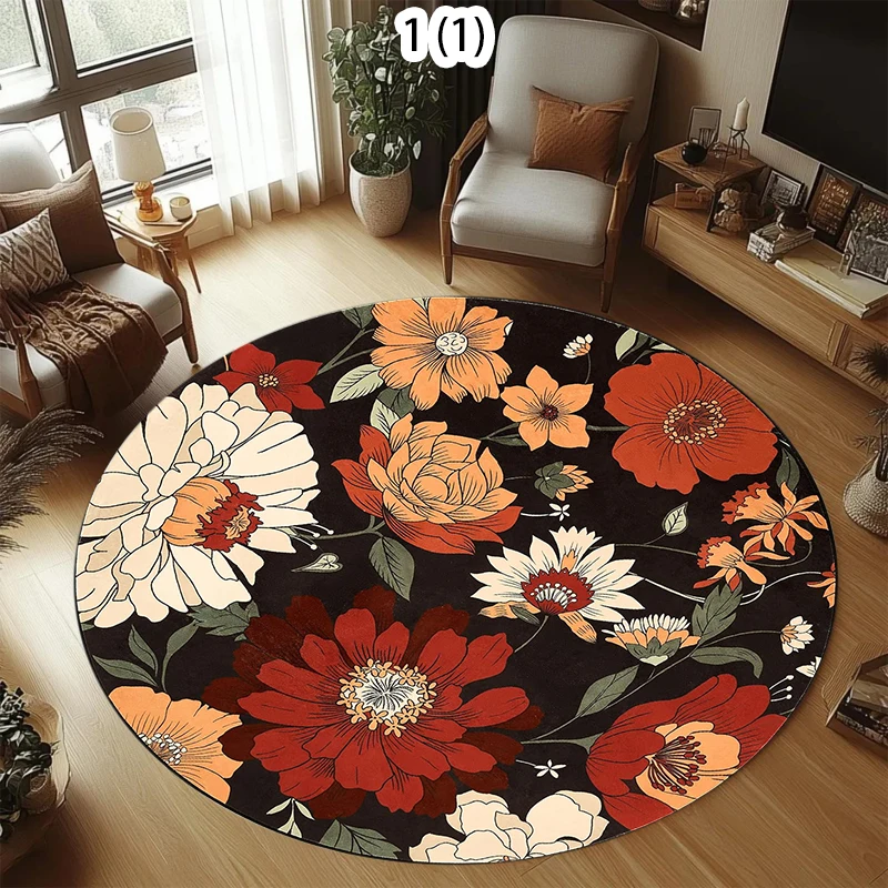 Multi-use Bohemian Faux Cashmere Rug Non-slip Round Carpet for Rocking Chair Sofa Kitchen Living Room Mat  rugs for bedroom
