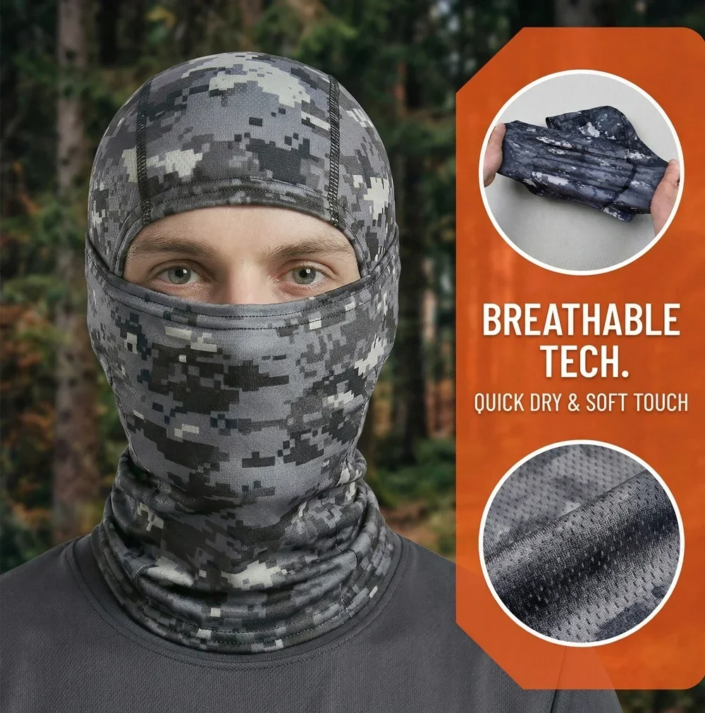 Sommerliche, elastische, atmungsaktive Sturmhaube für Damen und Herren, Sonnenschutz, Fahrrad-Vollgesichtsmaske, Schal zum Wandern, Angeln, Skifahren – Detail 2