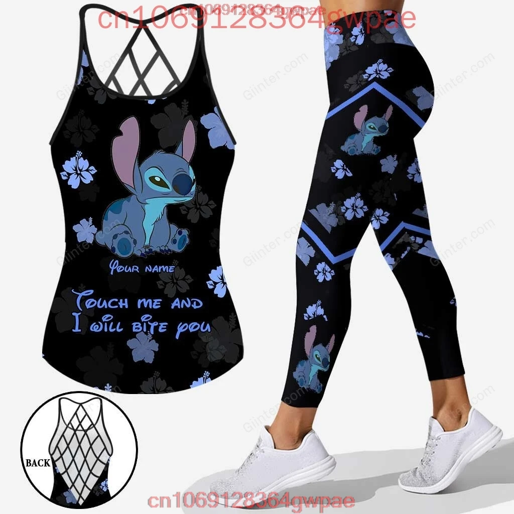 

Stitch Women's Cross Tanktop Leggings Yoga Set Summer Fitness Leggings Tracksuit Disney Cutout Tank Top Leggings Set Yoga Set