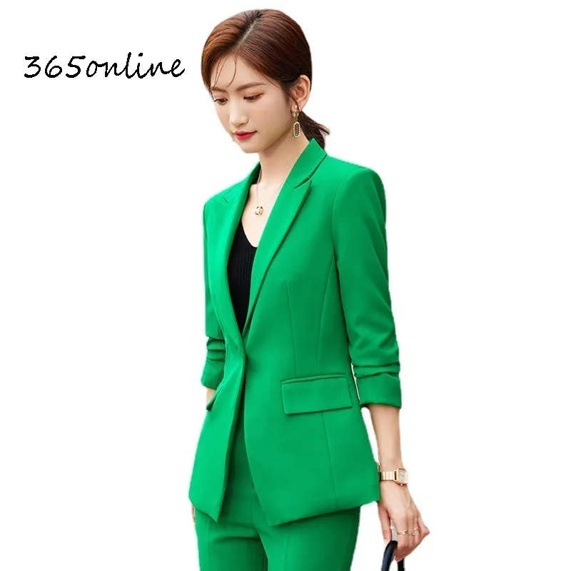 

Women Business Suits with Pants and Jackets Coat Formal Career OL Styles High Quality Wome Professional Work Wear Pantsuits