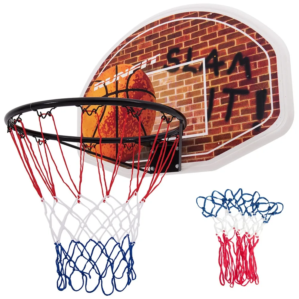 

Wall Mounted Fan Backboard With Basketball Hoop and Rim Outdoor Indoor Sports