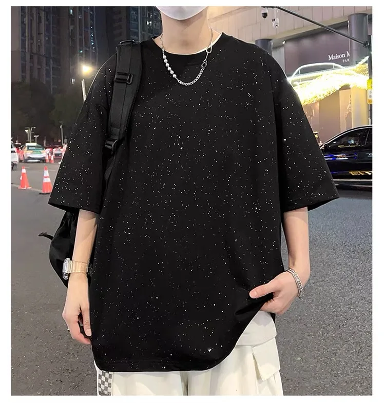 

Online celebrity Mantianxing Short-sleeved T-shirt Men's Loose Casual Shirt 2024 Summer New Fashion Brand Starry Sky Design Sens