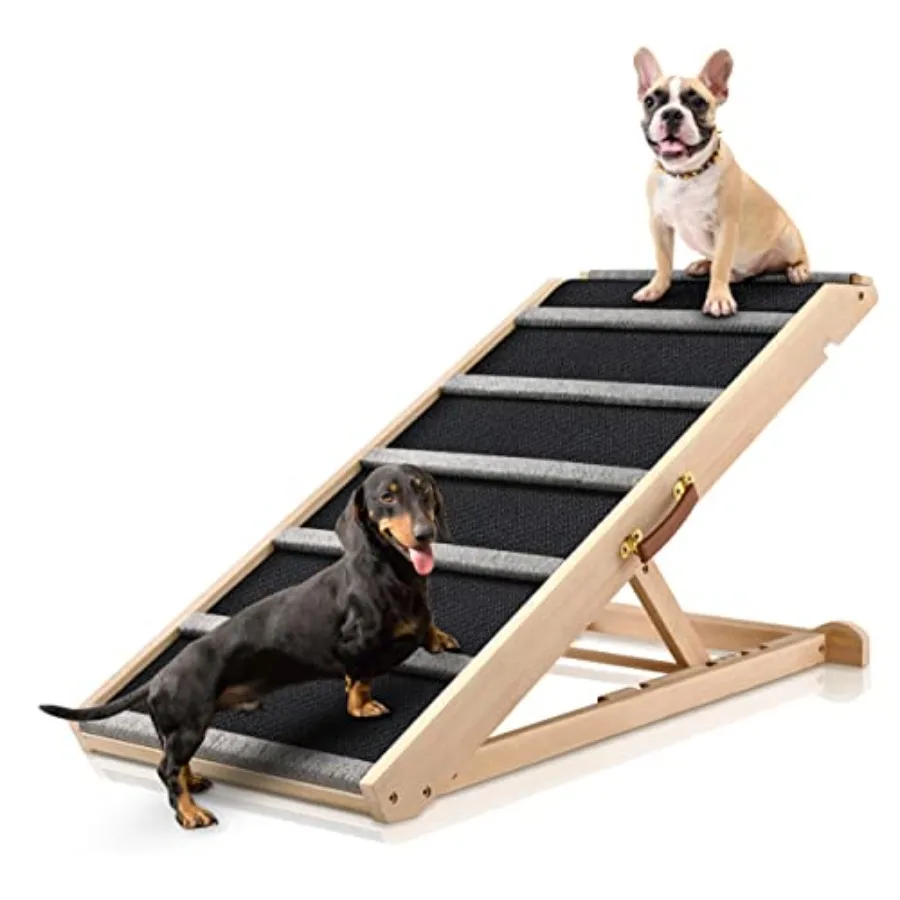 

Dog Ramp for Bed - Extra Wide 17'' Non-Slip Rubber Surface Excellent Traction Pet Ramp for Small Large Dogs to Get on High Couc