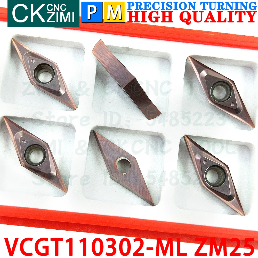 VCGT110302-ML ZM25 VCGT 110302 Carbide Inserts Finishing External Turning Inserts Tools CNC Mechanical Metal Lathe Cutting Tools