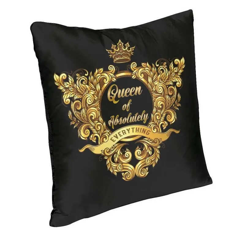 Queen Of Absolutely Everything Gold Baroque Cushion Cover Double Side Print Floor Pillow Case  Car  Pillowcase Home Decoration