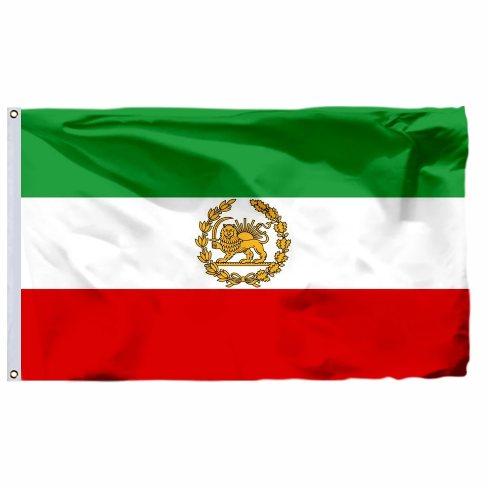 Iranische Flagge Mit Löwen-Sonne-Krone – Historische Gartenflagge Premium Polyester Outdoor