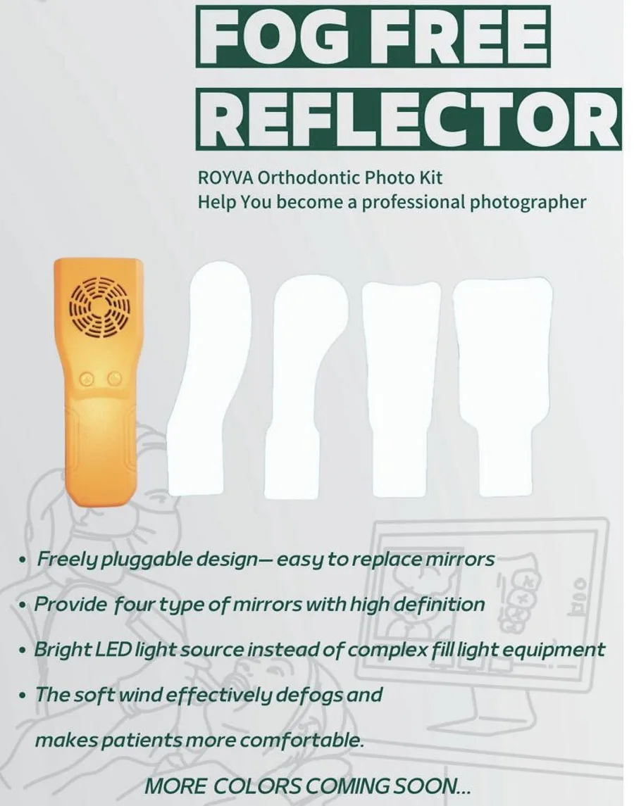 Fog-free Reflector Orthodontic Photo Kit with 4 Types of High Definition Mirrors and LED Light