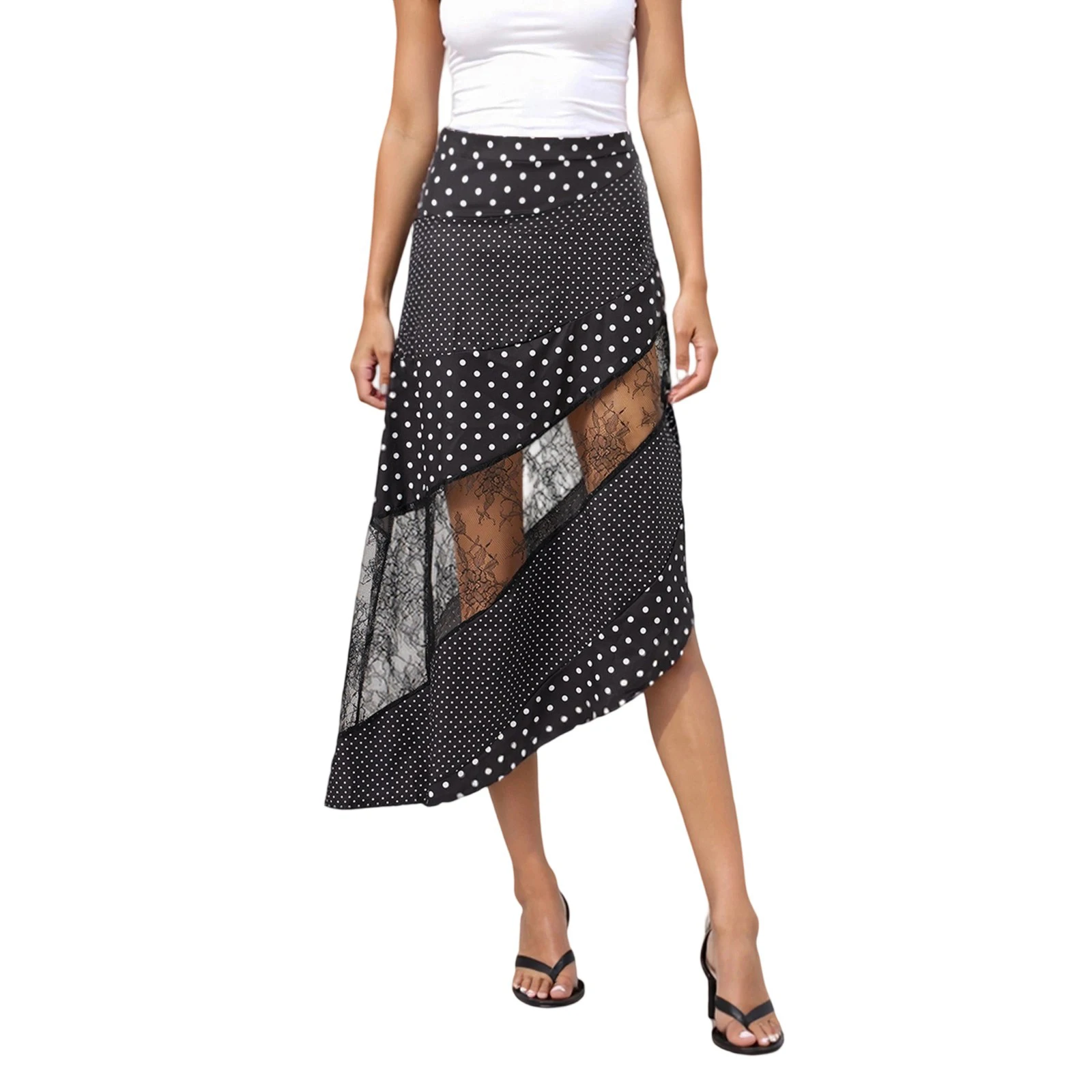 

Women s Flowy Midi Skirt Vintage Low Waist Floral Dots Print Long Skirt Lightweight Fall Skirt