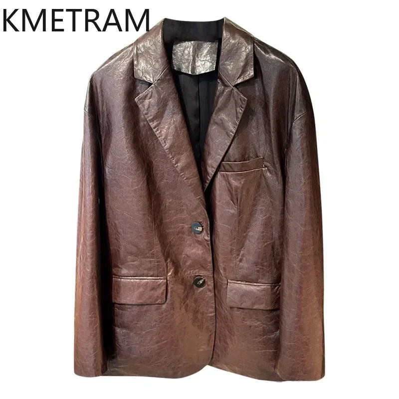 100% Goatskin Jacket Woman High Quality Genuine Leather Burgundy Jackets Women Spring Ladies Clothes Suit Coat 2025 кожанка