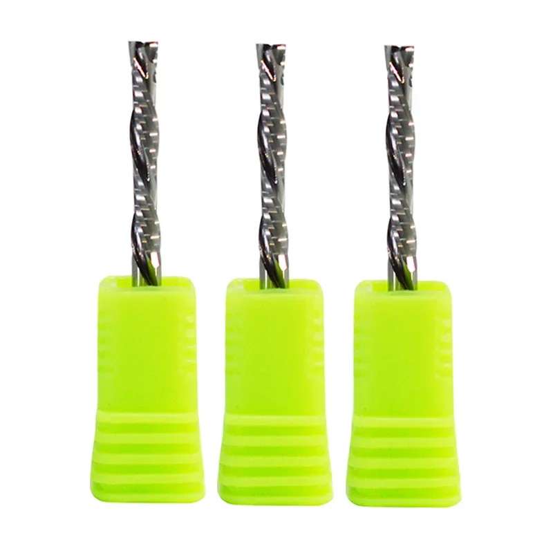 5PCS 3.175x22mm UP DOWN Cut Two Flutes Spiral Carbide Mill Tool Cutters for CNC Router, Compression Wood End Mill Cutter Bits