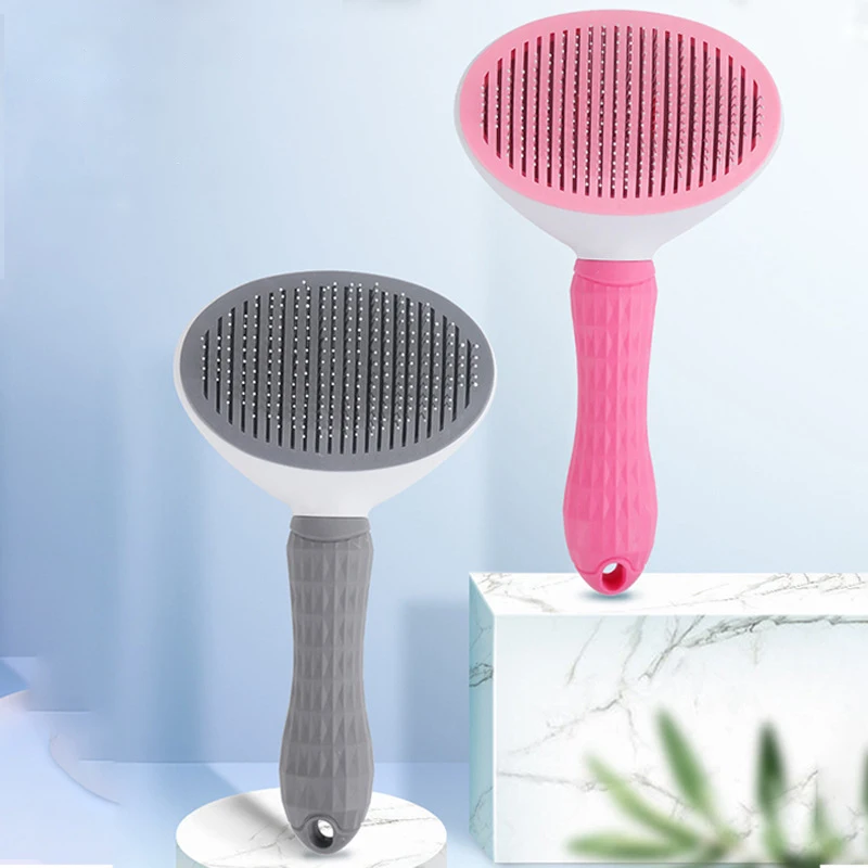 One-Click Pet Hair Remover Stainless Steel Automatic Hair Fading Cat Comb Knotting Dog Brushes Pet Cleaning Grooming Supplies