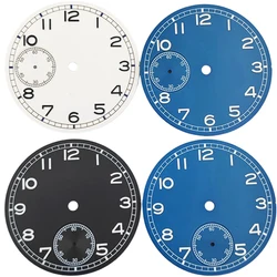 37mm Watch Dial For ETA 6497 ETA 6498 ST3621 Green Luminous With Date Window Watch Faces Automatic Movement