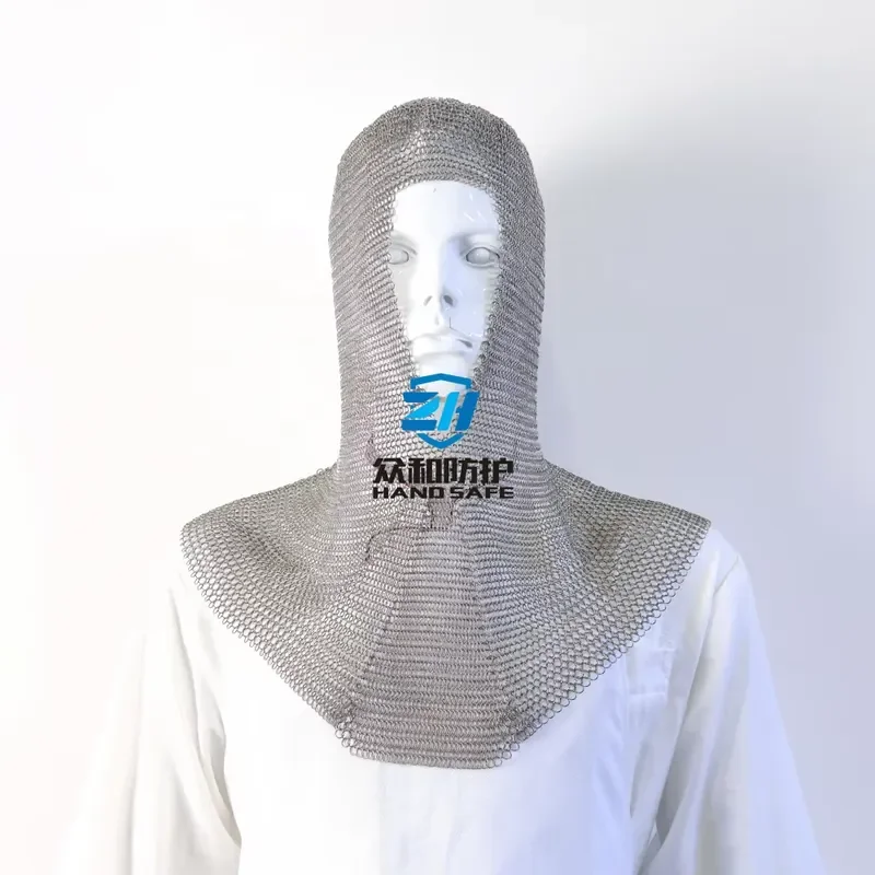 7mm Welded Ring Diameter Stainless Steel Chainmail Coif Helmet Hood Cut Resistant Ring Mesh Hat for Head Protection