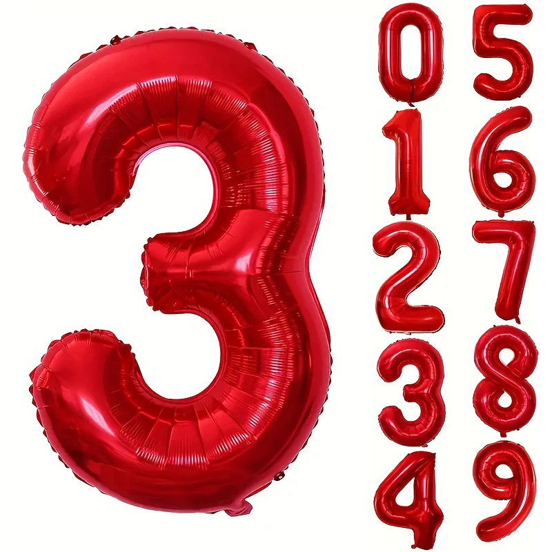 32 INCH Rood Aantal Folie Ballonnen voor Verjaardag Jubileum Party Decor, Grote Familie Viering Foto Achtergrond Decoratie Set