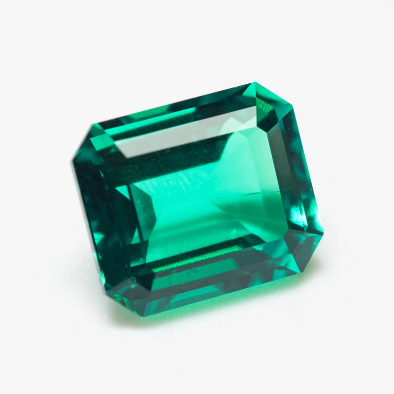 Lab Grown Columbia Emeralds Size 10x12mm Hydrothermal Hand Emerald Cut With Cracks Inclusions Inside Selectable AGL Certificate