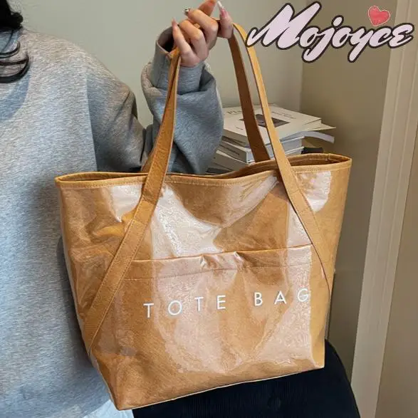 

Vintage DuPont Paper Tote Bag Large Shopping Bags For Women Multi-Pockets Fashion Armpit Bags Ladies Shoulder Grocery Bags Bolsa