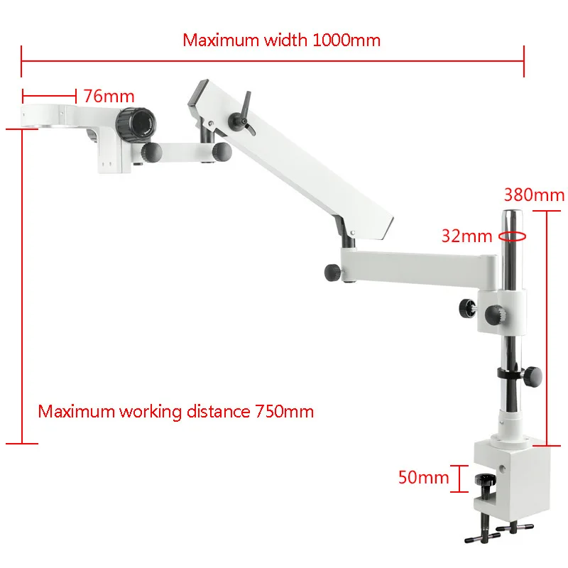 76Mm Focus Houder Scharnierende Arm 32Mm Pijler Klem Microscoop Stand Voor Lab Industriële Trinoculaire Verrekijker Stereo Microscoop