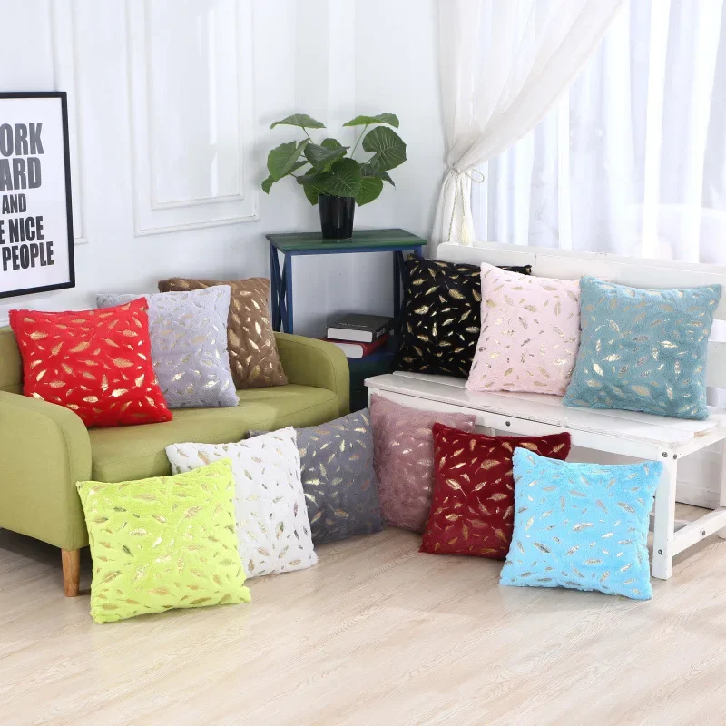 Short Plush Hot Stamping Gift Pillow Sofa Cushion Office Nap Backrest Bedside Cushion Cover 2024 New Year Decoration