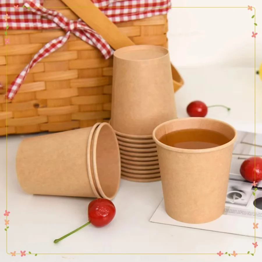 

300 Pcs 6oz Kraft Paper Cups | Hot/Cold Disposable Drink Cups for Coffee Tea