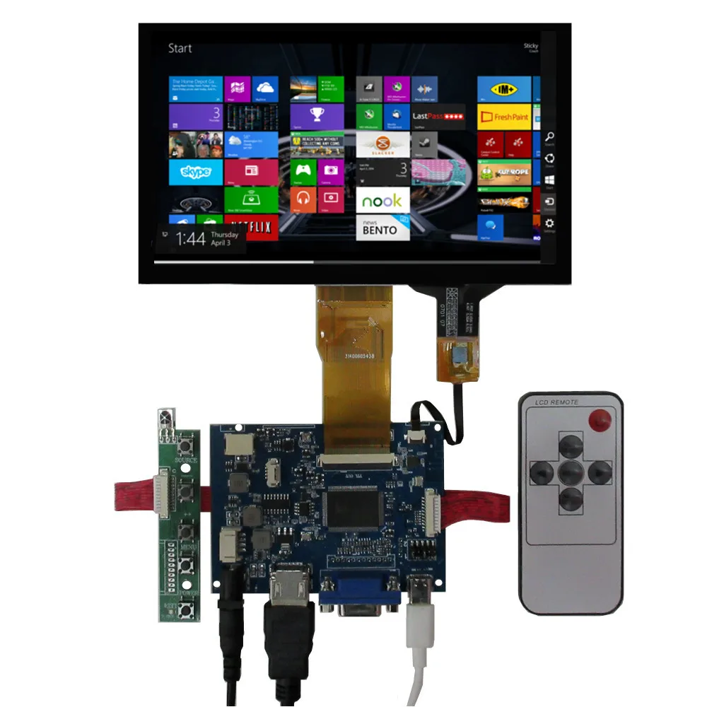 7 inch 1024*600 LCD Display Screen Driver Control Board Digitizer Touchscreen Raspberry Pi Computer Secondary Screen Monitor