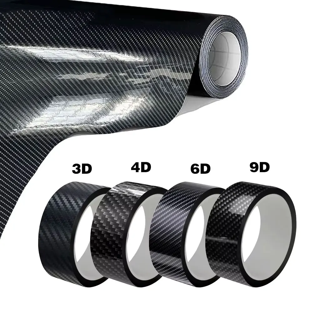 

2D3D5D6D Carbon Fiber Car Sticker Self Adhesive Black Vinyl Wrap Film Anti-Scratch Auto Decoration Sticker 30/50cm x 150cm