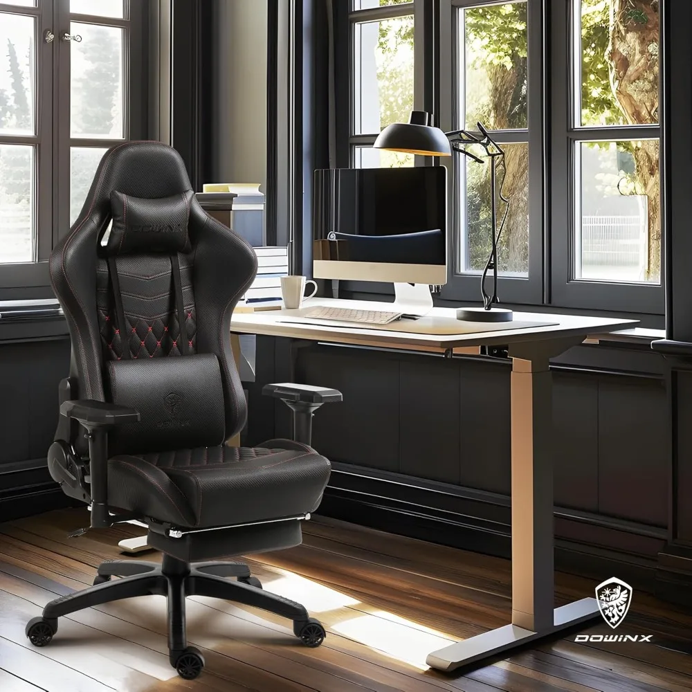 كرسي ألعاب مريح عالي الظهر مع مسند للقدمين للبالغين الكبار والطويل - كرسي مريح لألعاب الكمبيوتر الشخصي #2