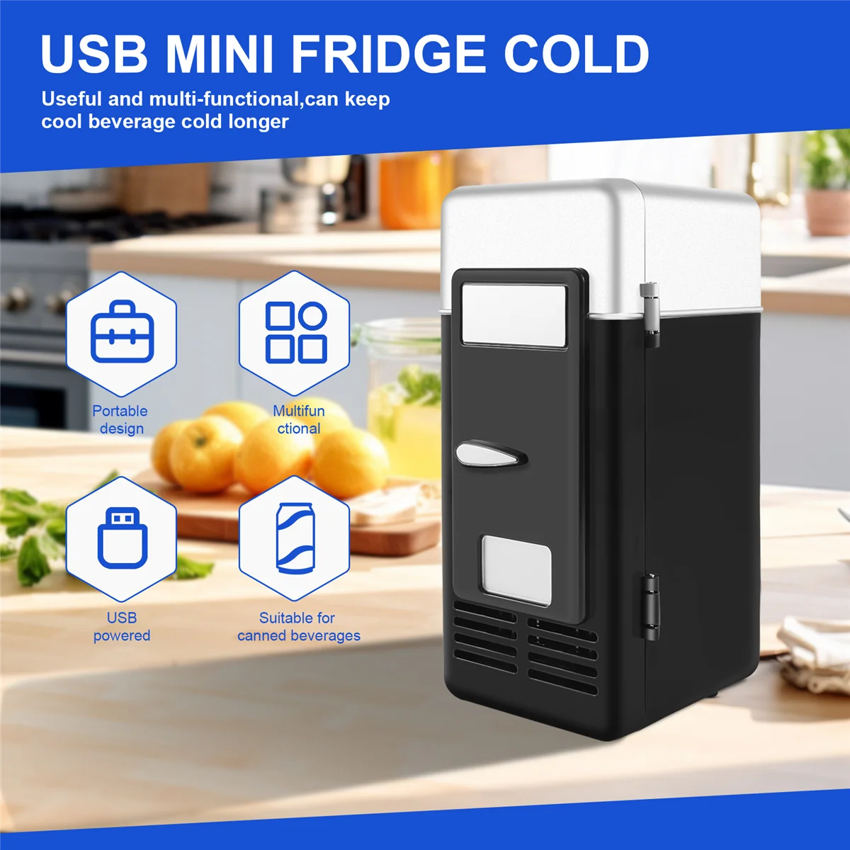 Mini nevera Usb portátil para coche, refrigerador pequeño de color negro