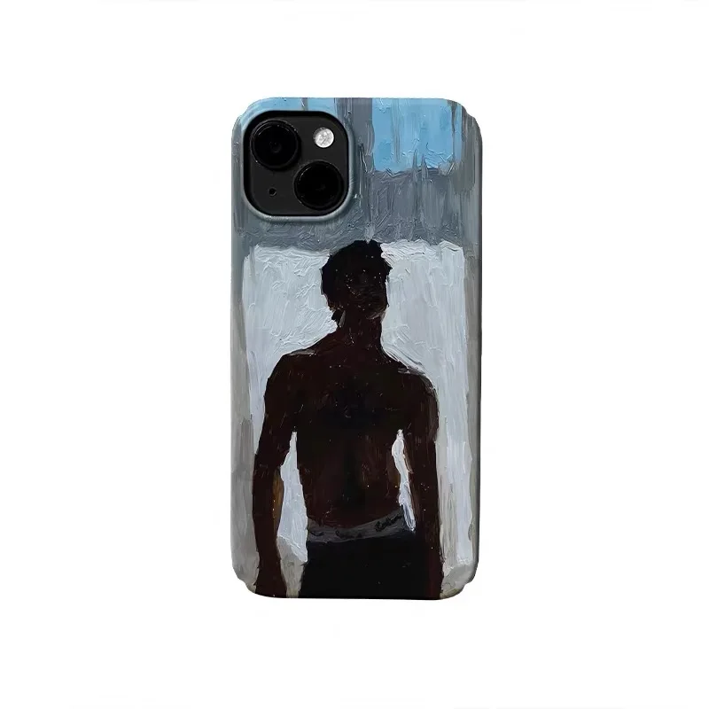 

Ins Black Oil Painting Muscular Man Phone Case for IPHONE 17 Air 16E 15 PROMAX 14 Plus 13 12 MINI 11 PRO XR Acrylic Phone Cover