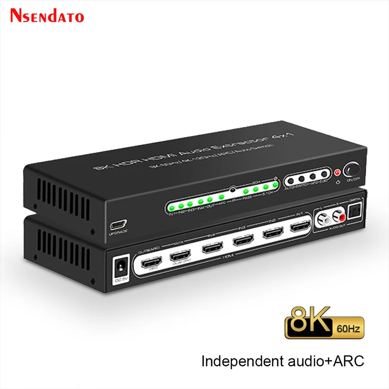 

HDMI Switch 8k@60hz 4K 120hz 4x1 HDR HDMI Audio Extractor Support ARC CEC For PS5 XBOX Dolby HD/DTS HD/AC3/DTS/LPCM TV Monitor