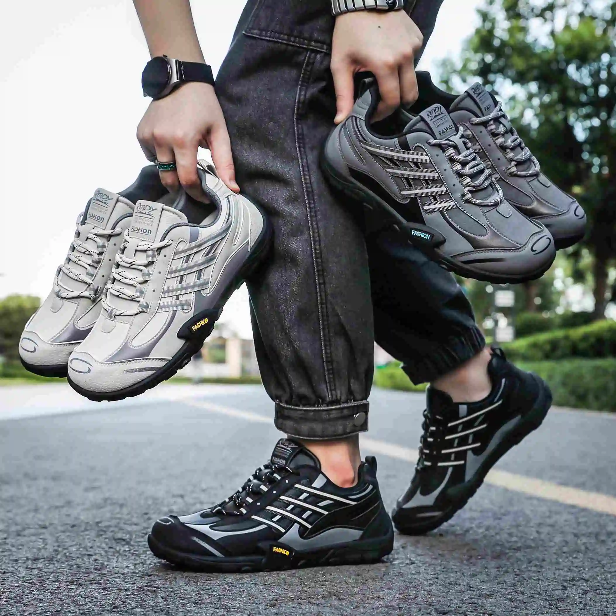 Men's New Versatile Trendy shoes summer breathable retro casual Outdoor running sports shoes thick sole height increasing shoe