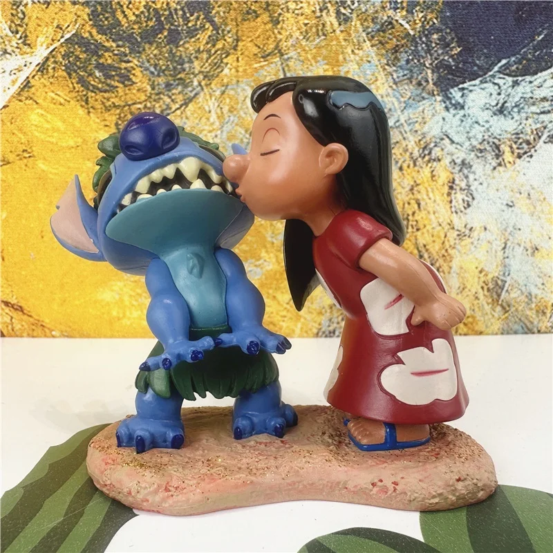 Hot Sale Disney Lilo Kiss Stitch Figures Beach Series Cartoon Anime Action Figure Toys Stitch Model Dolls Home Birthday Gifts