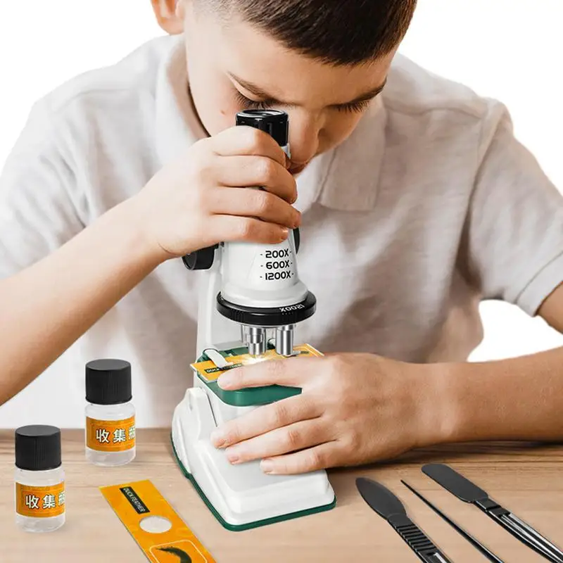 

Mini Microscope for Kids Science Experiments Portable Set for Kid 1200X HD Imaging Experiments Supplies for Outdoors Home