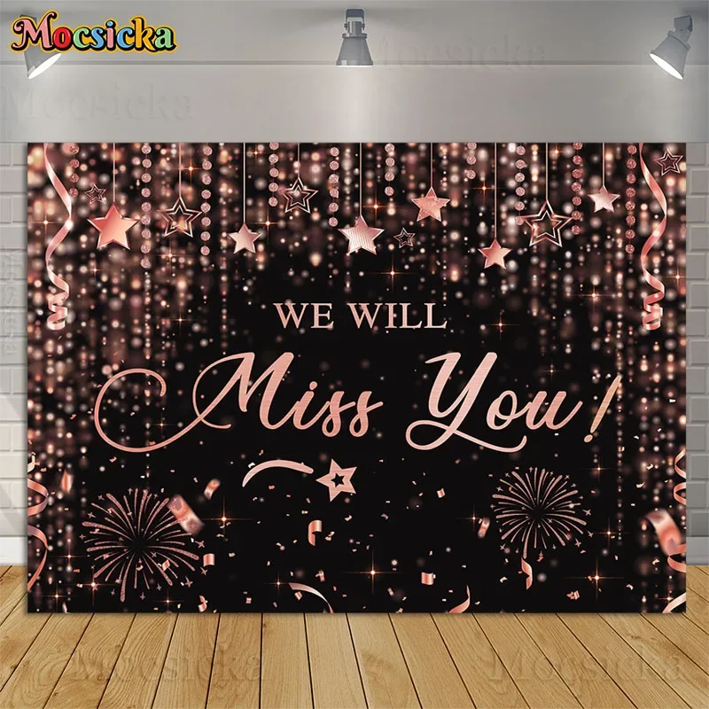 

We Will Miss You Party Decoration banner Rose Gold and Black Balloon Farewell Graduation Party Supplies Farewell or Women